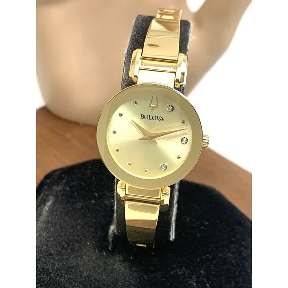 Bulova Women's Watch 97P164 Marc Anthony Quartz Bangle Petite Diamond Gold Dial - Picture 1 of 14